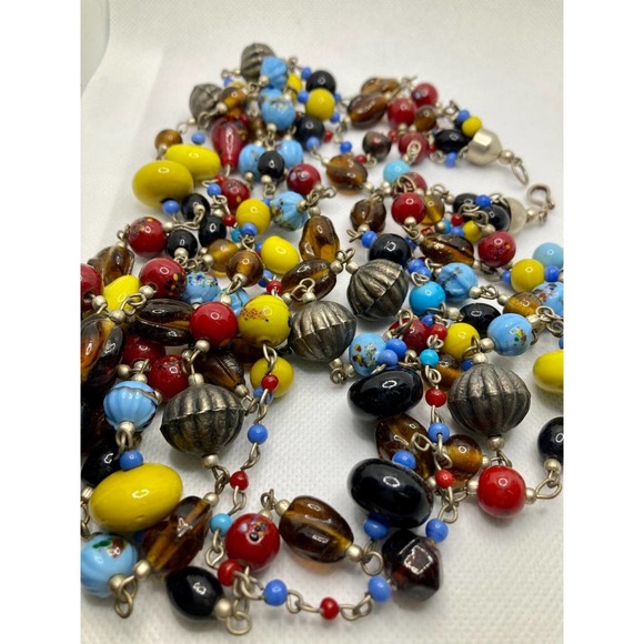 Vintage 4 Strand Heavy Glass Beaded Bracelet - Picture 3 of 4